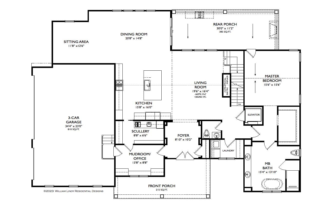 Main Level of Cape Cod Plan #163-1108
