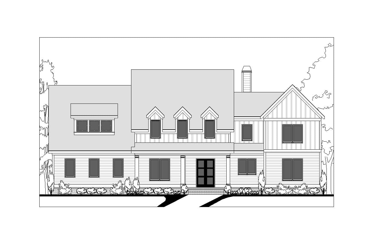 Home Plan Front Elevation of this 5-Bedroom,4380 Sq Ft Plan -163-1108