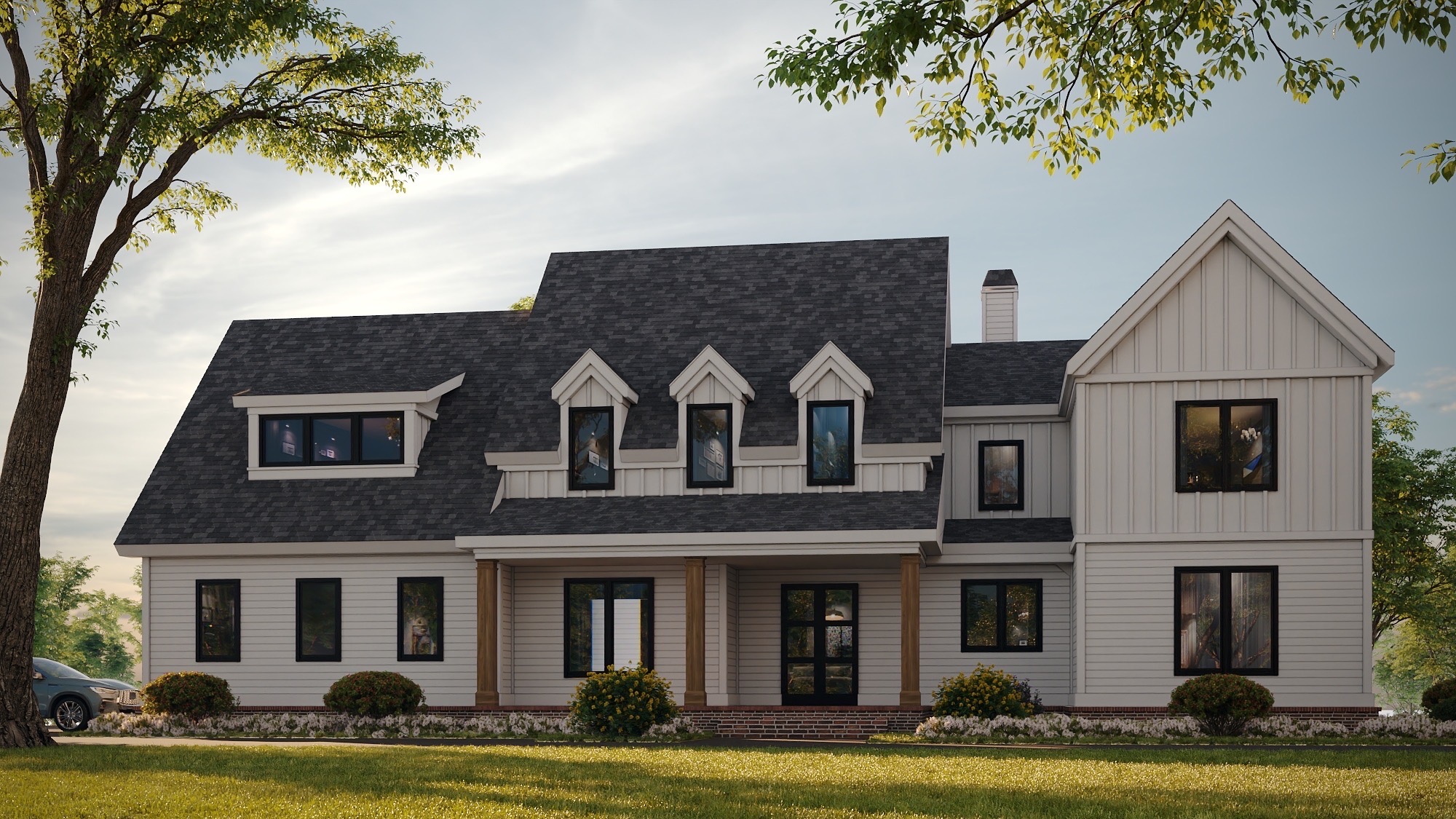 Front elevation of Cape Cod home (ThePlanCollection: House Plan #163-1108)