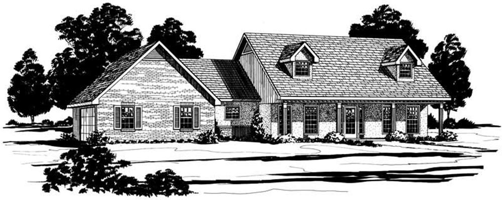 Traditional Home Plan Front Elevation.