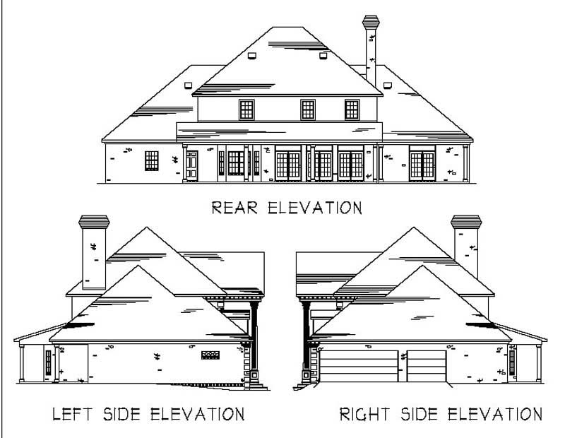Home Plan Rear Elevation of this 4-Bedroom,3813 Sq Ft Plan -164-1062