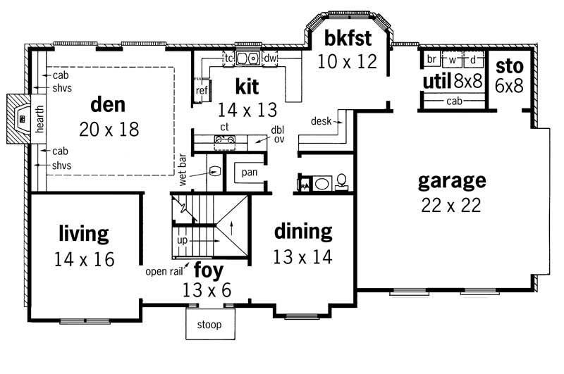 Floor Plan First Story of Country Plan #164-1114
