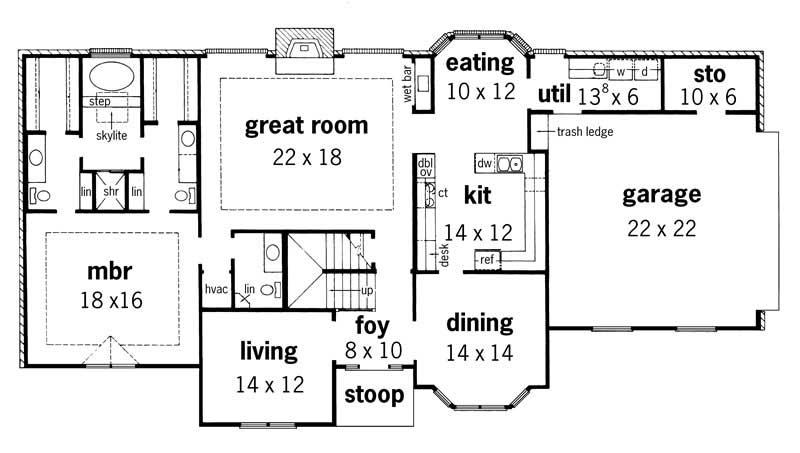 Floor Plan First Story of European Plan #164-1125