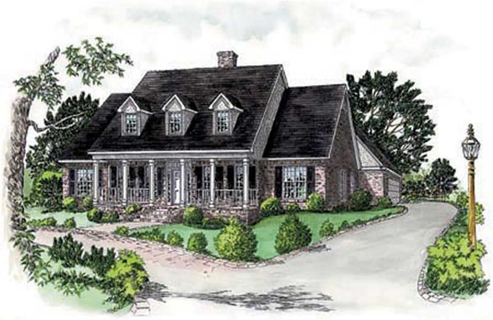 Country Home Plans colored rendering.
