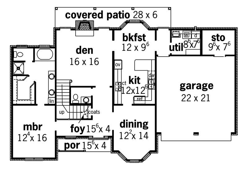Floor Plan First Story of Georgian Plan #164-1137