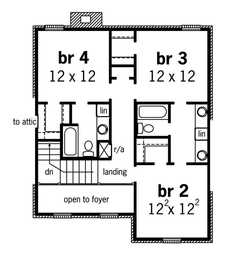 Floor Plan Second Story of Georgian Plan #164-1137