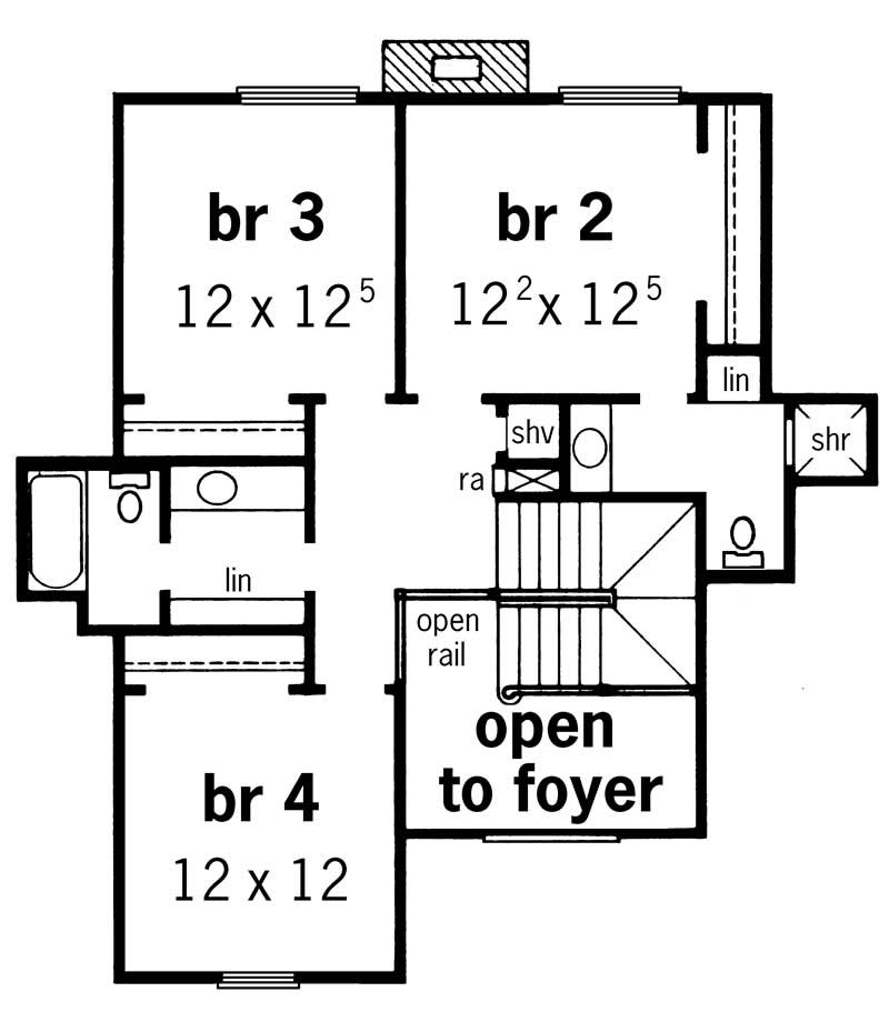 Floor Plan Second Story of Cape Cod Plan #164-1146