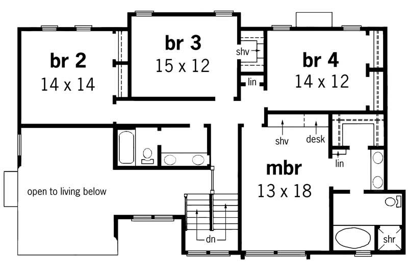 Floor Plan Second Story of Contemporary Plan #164-1152
