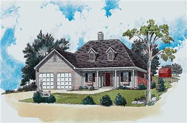 3-Bedroom, 1294 Sq Ft Country House Plan - 164-1198 - Front Exterior