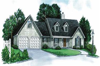 3-Bedroom, 1379 Sq Ft Cape Cod House Plan - 164-1215 - Front Exterior