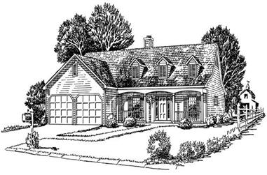 3-Bedroom, 1355 Sq Ft Cape Cod House Plan - 164-1217 - Front Exterior