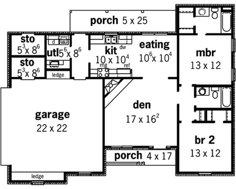 Floor Plan First Story of Georgian Plan #164-1223