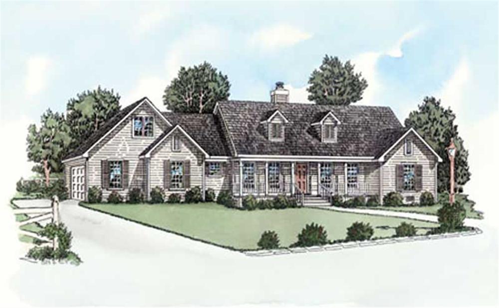 Traditional Home Plans color rendering.