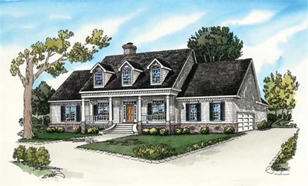 Country Home Plans colored rendering.