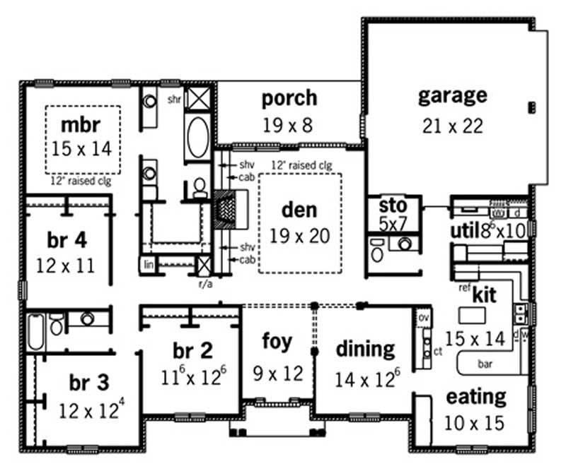 Floor Plan First Story of European Plan #164-1277