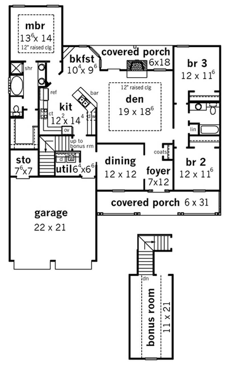 Floor Plan First Story of Country Plan #164-1278