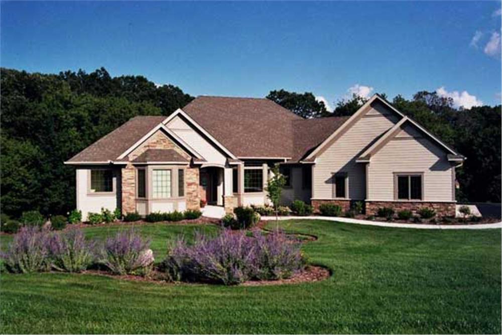 Luxury Ranch Homeplans CLS-4107 front elevation.