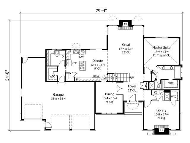 Floor Plan First Story of Cape Cod Plan #165-1004
