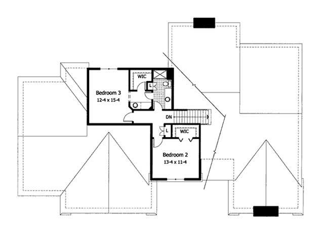 Floor Plan Second Story of Cape Cod Plan #165-1004