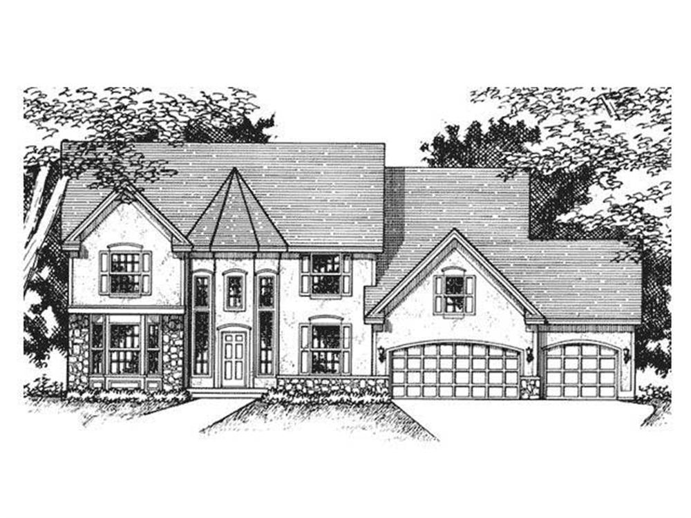 This image shows the front elevation of Victorian Home Plans CLS-2608.