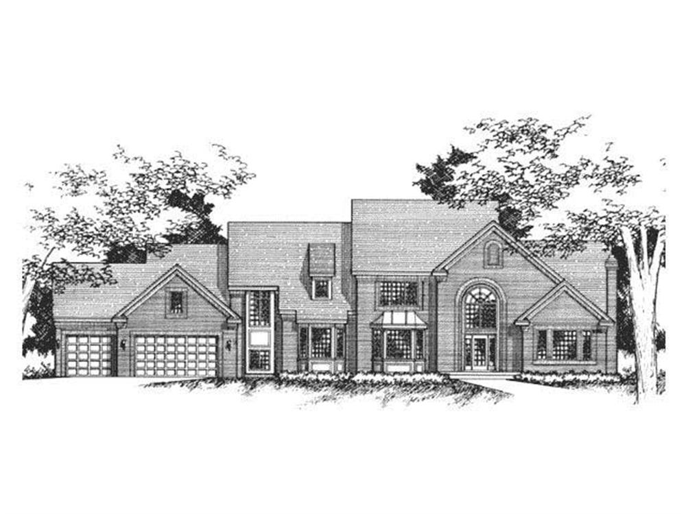 This image shows the front elevation of these Luxury Homeplans.