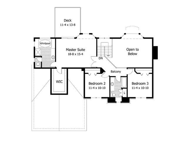 Floor Plan Second Story of Country Plan #165-1017