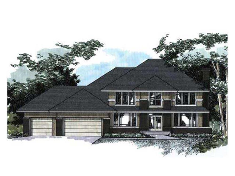 Colored rendering of European House Plans CLS-3400.