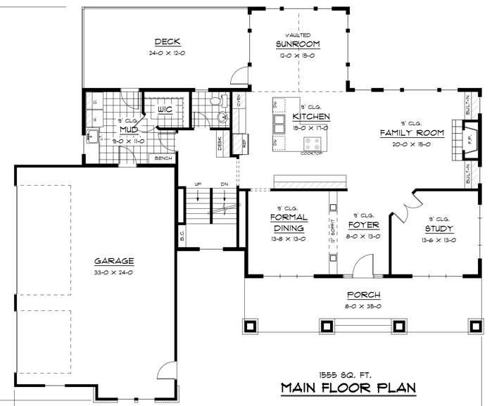 Floor Plan First Story of Country Plan #165-1020