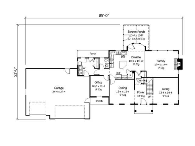 Floor Plan First Story of Colonial Plan #165-1021