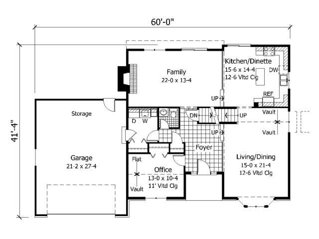 Floor Plan First Story of Cape Cod Plan #165-1022