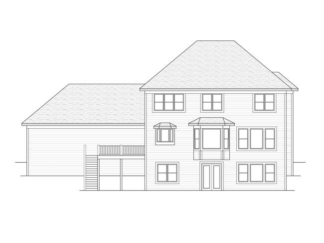 Home Plan Rear Elevation of this 3-Bedroom,2688 Sq Ft Plan -165-1023