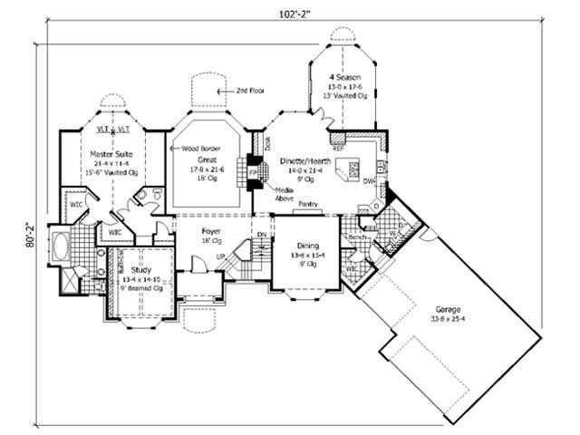 Floor Plan First Story of Cape Cod Plan #165-1039