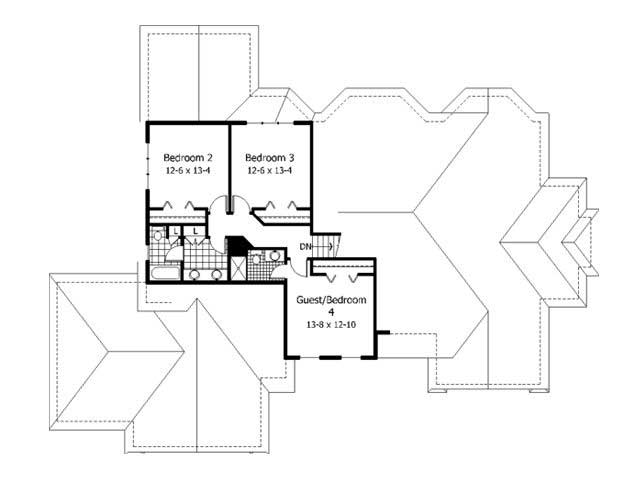 Floor Plan Second Story of Cape Cod Plan #165-1040