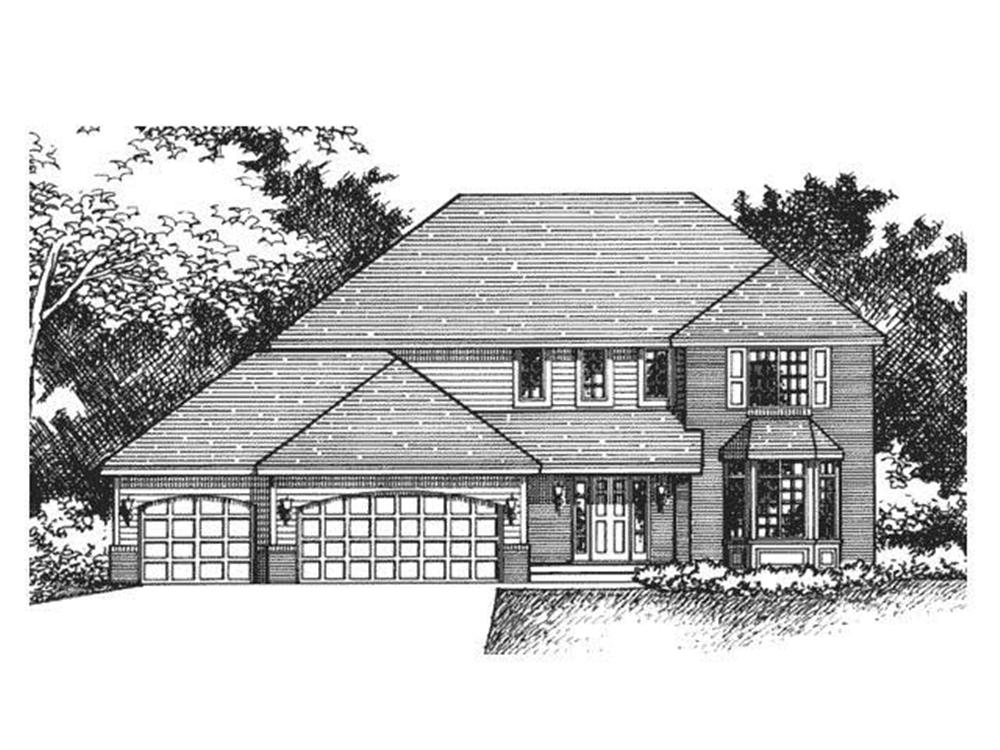 Home Plan Front Elevation of this 4-Bedroom,3535 Sq Ft Plan -165-1040