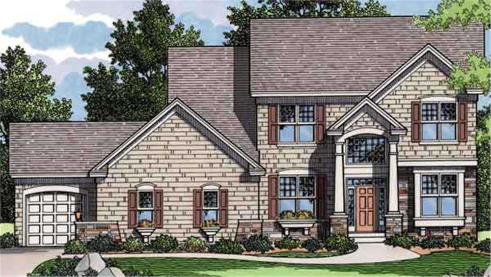 Colored Front Rendering of Traditional Houseplans CLS-2505.