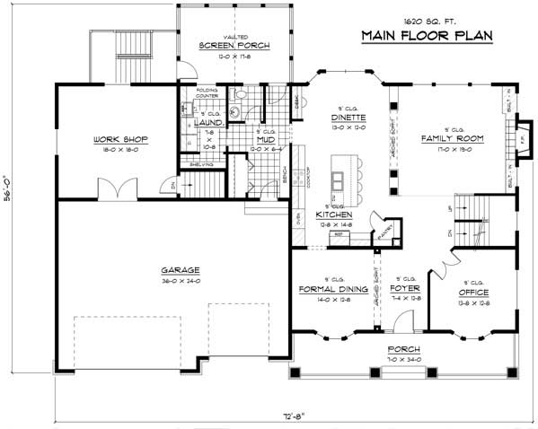 Floor Plan First Story of Country Plan #165-1049
