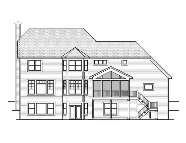 Home Plan Rear Elevation of this 4-Bedroom,3249 Sq Ft Plan -165-1049