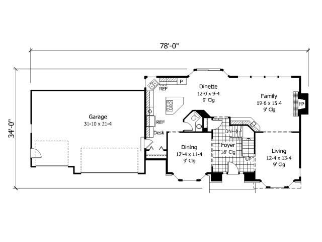 Floor Plan First Story of European Plan #165-1060