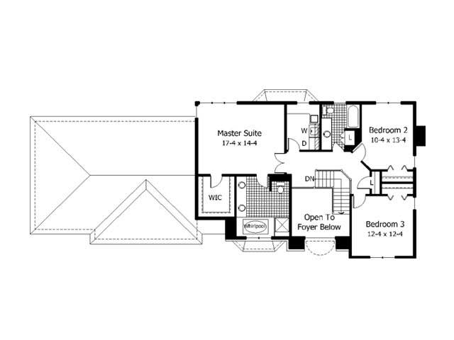 Floor Plan Second Story of European Plan #165-1060