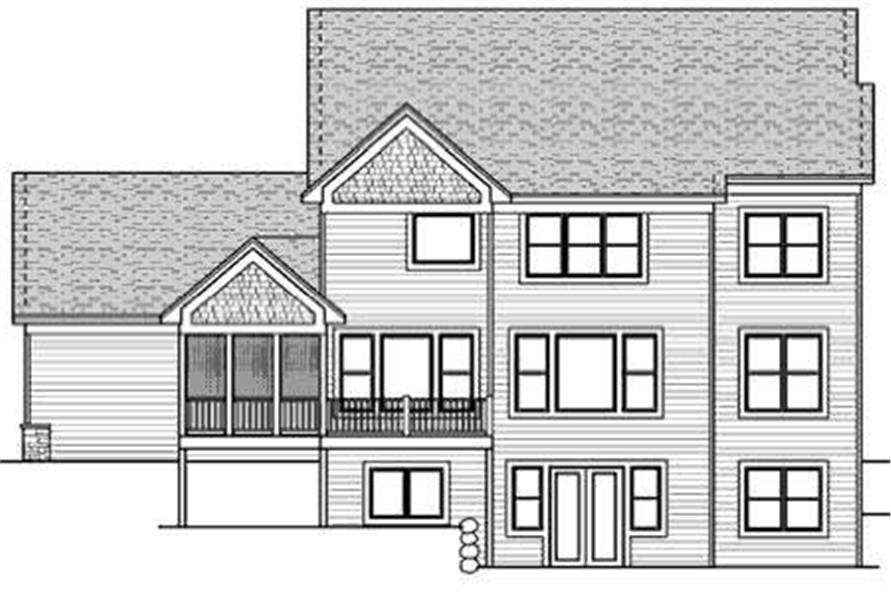 Home Plan Rear Elevation of this 4-Bedroom,3534 Sq Ft Plan -165-1062