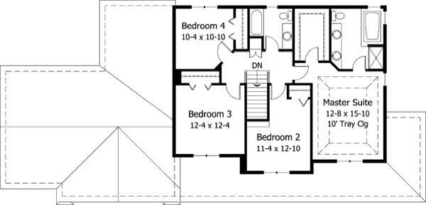 Floor Plan Second Story of Country Plan #165-1064