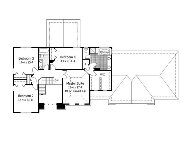Floor Plan Second Story of European Plan #165-1070
