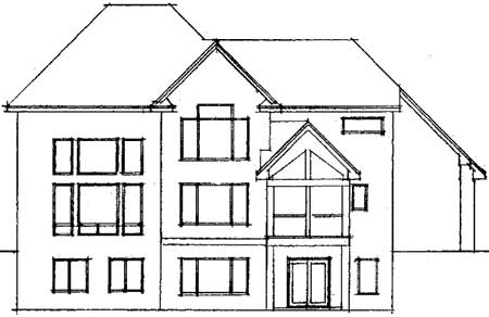 Home Plan Rear Elevation of this 3-Bedroom,3253 Sq Ft Plan -165-1074