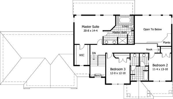 Floor Plan Second Story of Country Plan #165-1082