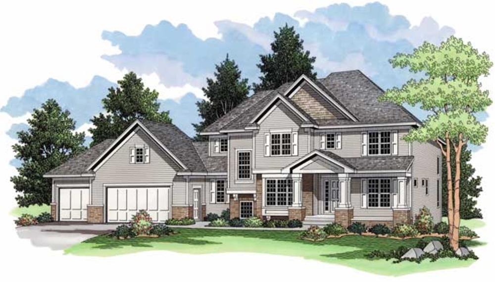 Country Home Plans CLS-3221 colored rendering.
