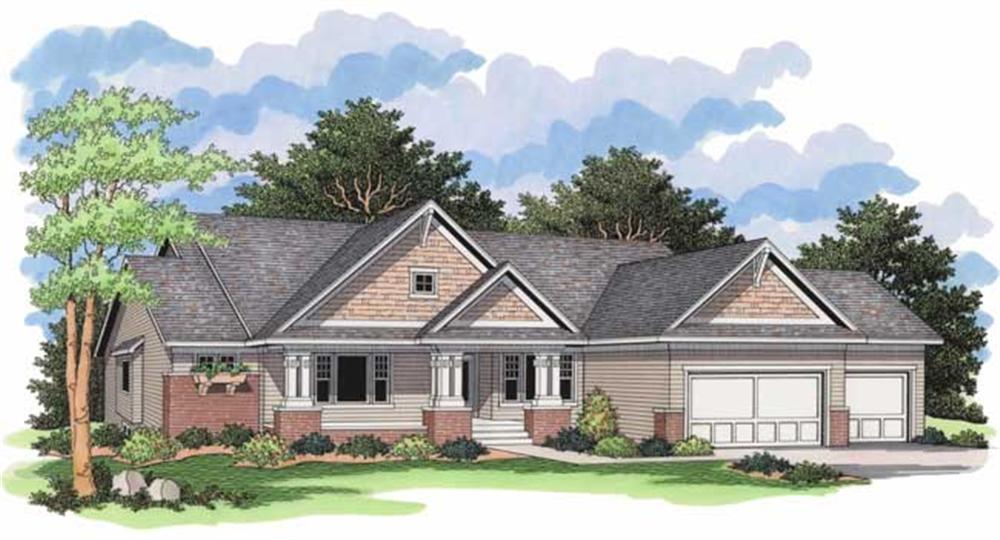 Ranch House Plans CLS-3703 front elevation.