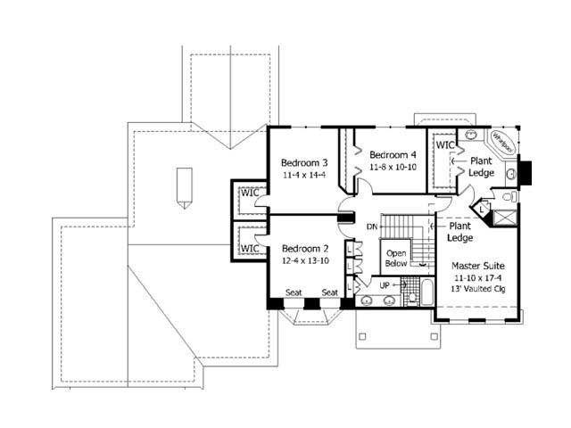 Floor Plan Second Story of Country Plan #165-1084