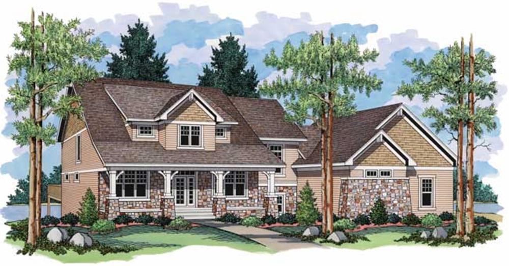 This image shows the colored front elevation of Country House Plans CLS-2706.