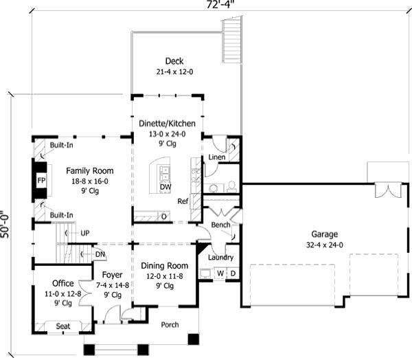 Floor Plan First Story of Country Plan #165-1095