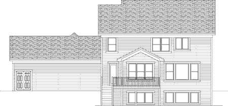 Home Plan Rear Elevation of this 4-Bedroom,2790 Sq Ft Plan -165-1095
